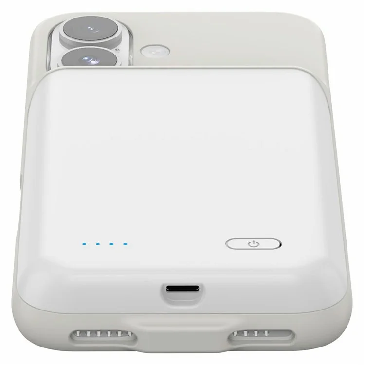 For iPhone 16 Plus Charging Back Case 7000mAh Power Bank Phone Backup Battery Pack - White