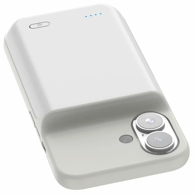 For iPhone 16 Plus Charging Back Case 7000mAh Power Bank Phone Backup Battery Pack - White