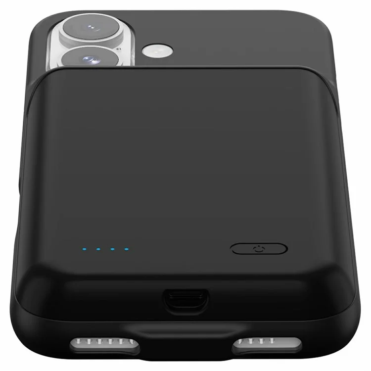 Custodia di ricarica posteriore da 7000 mAh per iPhone 16 Plus, power bank, batteria di backup per telefono - Nero