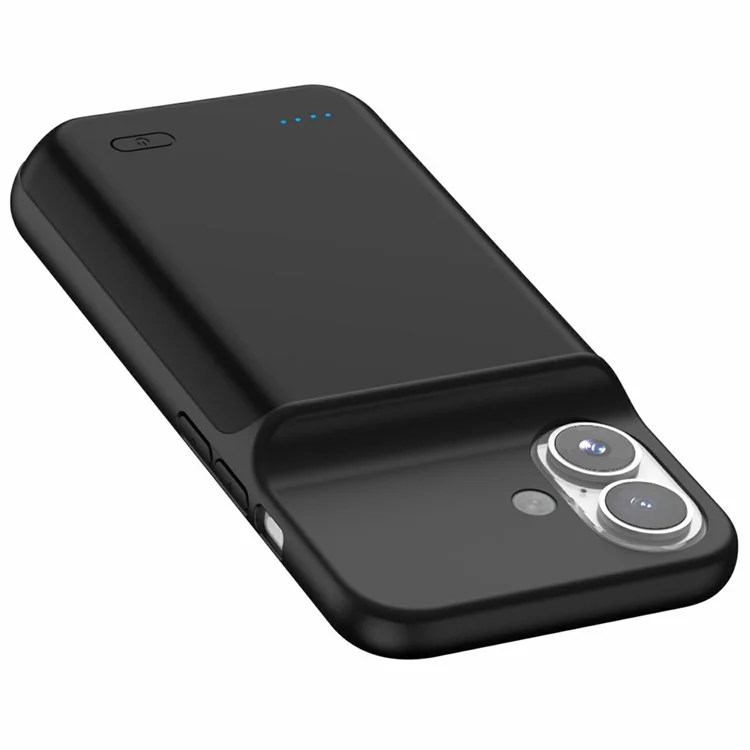 Custodia di ricarica posteriore da 7000 mAh per iPhone 16 Plus, power bank, batteria di backup per telefono - Nero