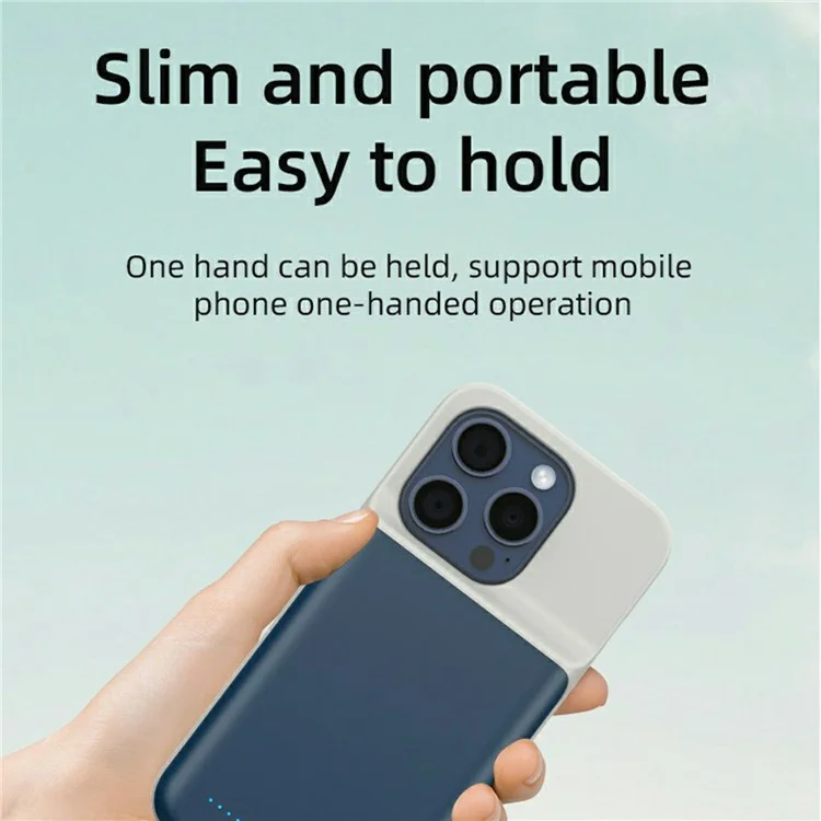For iPhone 16 Pro Max Charging Back Case 7000mAh Power Bank Phone Backup Battery Pack - Blue