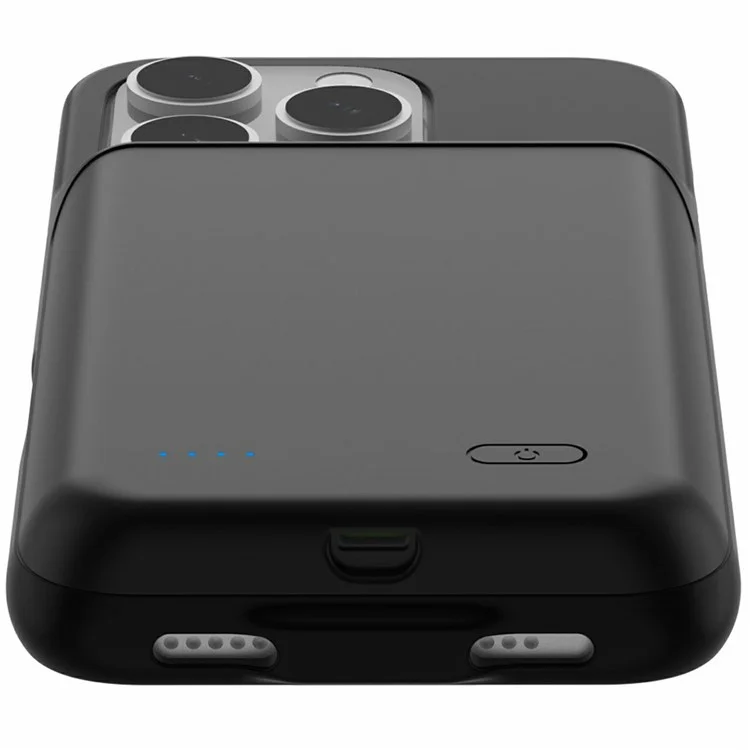 For iPhone 16 Pro Max Charging Back Case 7000mAh Power Bank Phone Backup Battery Pack - Black