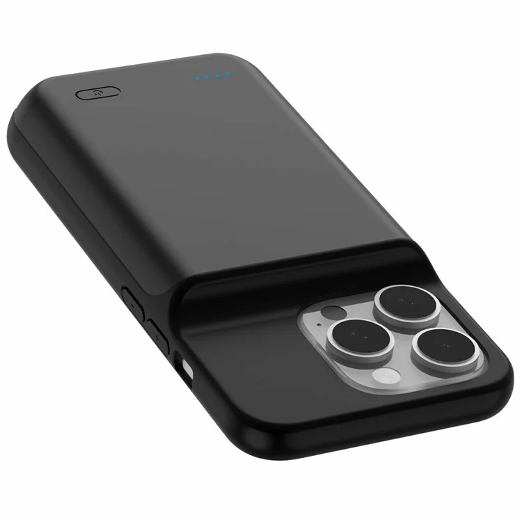 For iPhone 16 Pro Max Charging Back Case 7000mAh Power Bank Phone Backup Battery Pack - Black