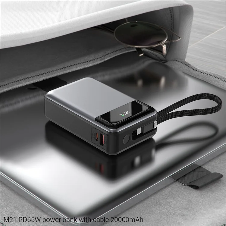 ACEFAST M21-20000 Power Bank 20000mAh PD 65W Phone Charger with Built-In Type-C Cable