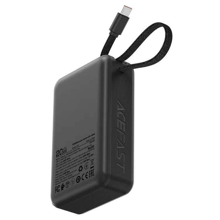 ACEFAST M21-20000 Power Bank 20000mAh PD 65W Phone Charger with Built-In Type-C Cable