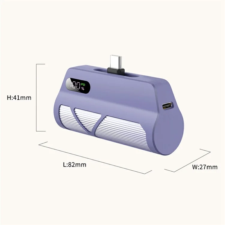 QH185 5000-mAh-Kapsel-Powerbank mit digitaler Anzeige, Typ-C-iP-Dual-Stecker-Ladegerät - Weiß