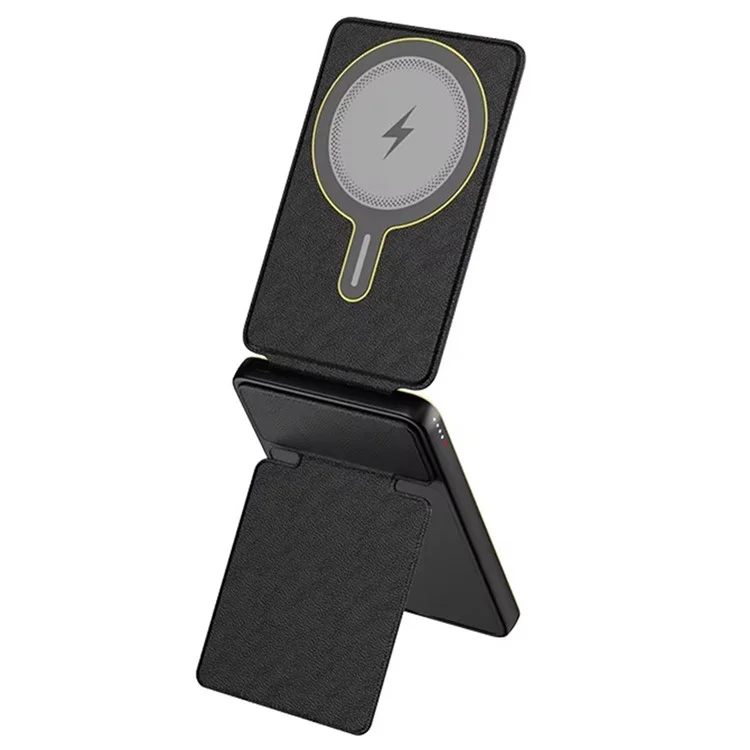 T8 PD Fast Charging 5000mAh Power Bank Foldable Magnetic Wireless Charger Phone Stand - Black