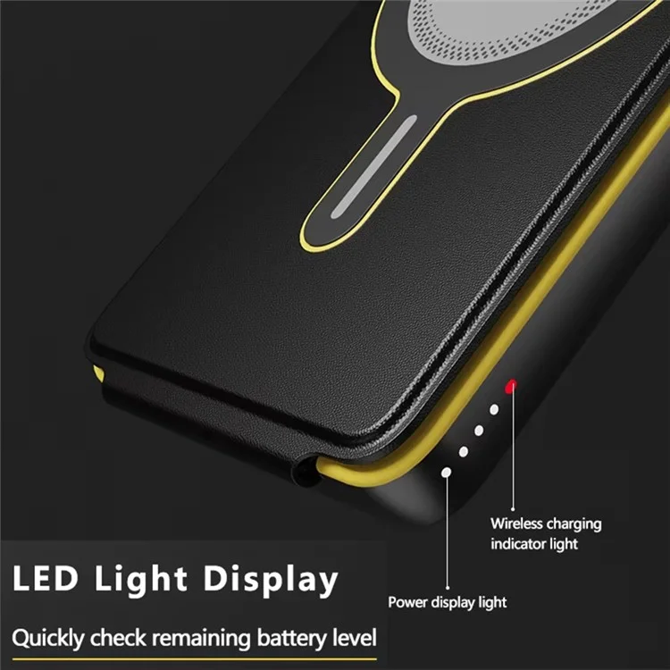 T8 PD Fast Charging 5000mAh Power Bank Foldable Magnetic Wireless Charger Phone Stand - Black