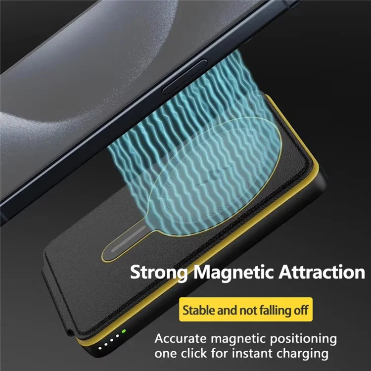 T8 PD Fast Charging 5000mAh Power Bank Foldable Magnetic Wireless Charger Phone Stand - Black