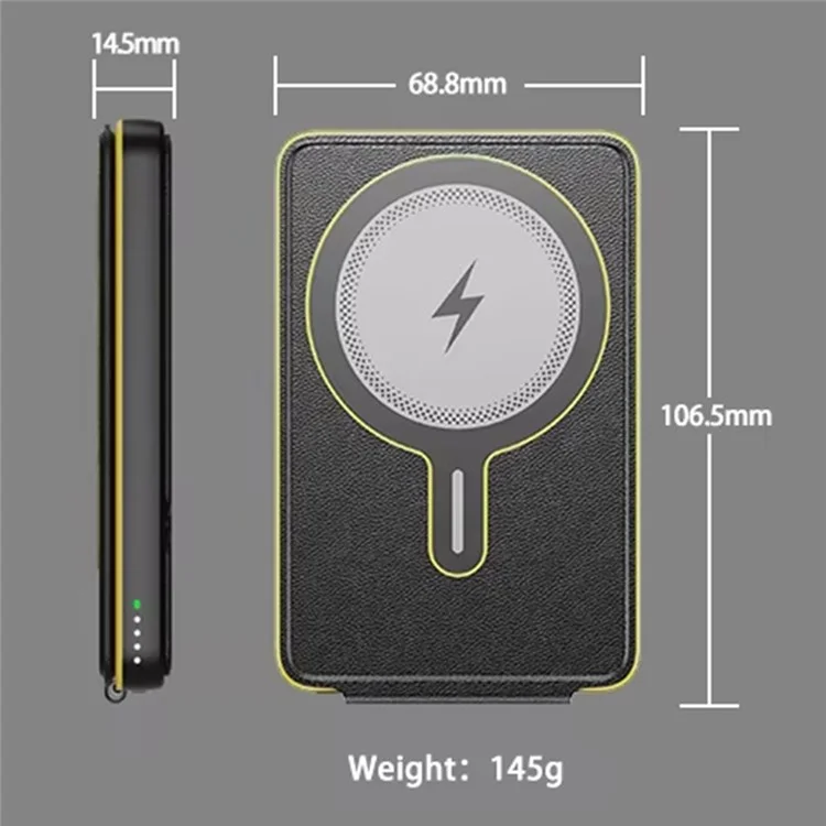T8 PD Fast Charging 5000mAh Power Bank Foldable Magnetic Wireless Charger Phone Stand - Black