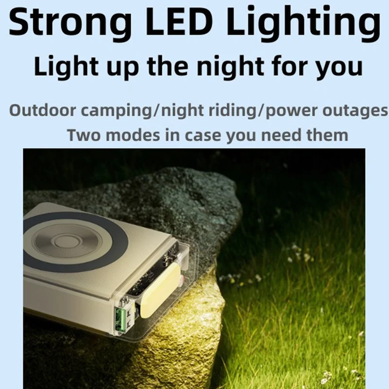 T1 Portable 15W Magnetic Wireless Charger 10000mAh Power Bank with LED Light - Beige