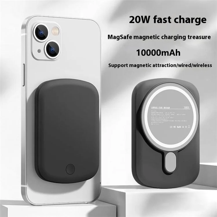 T3B Portable 15W Magnetic Wireless Charger 10000mAh Phone Power Bank - Black