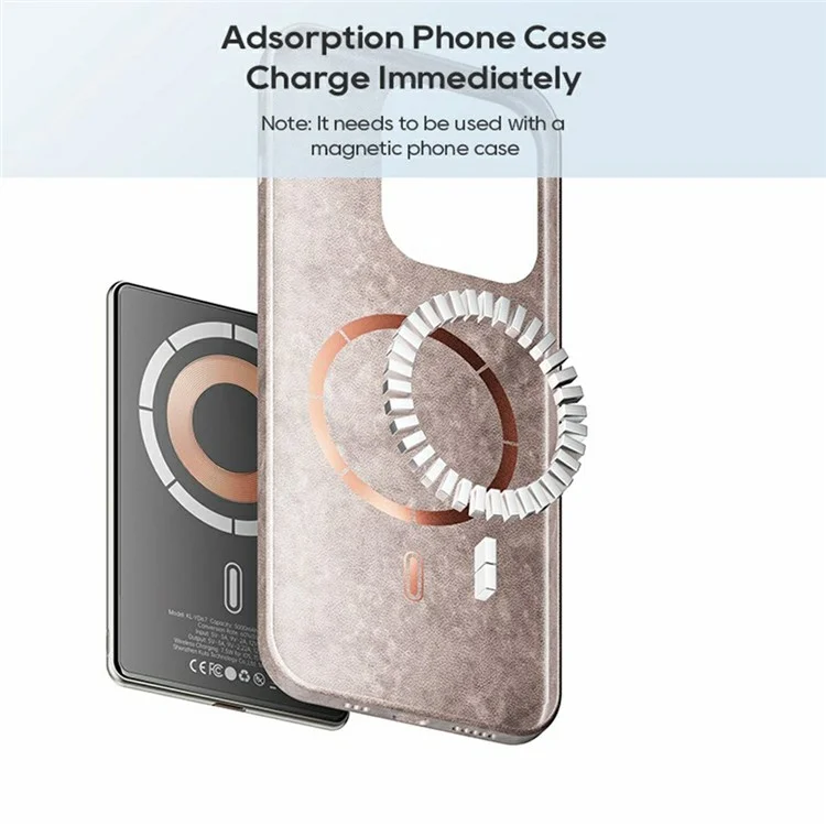 KUULAA KL-YD67 Ultra-Thin 15W Magnetic Wireless Charger 5000mAh Phone Power Bank - Grey