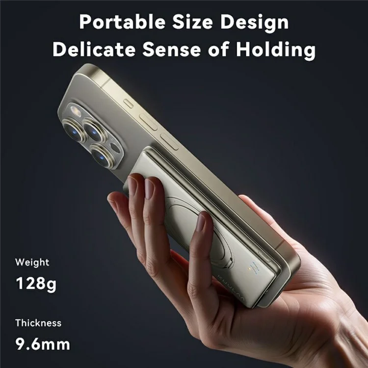 KUULAA KL-YD68 15W magnetischer kabelloser Ladestation 5000mAh Powerbank mit drehbarem Ringständer