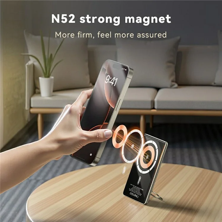 KUULAA KL-YD68 15W magnetischer kabelloser Ladestation 5000mAh Powerbank mit drehbarem Ringständer