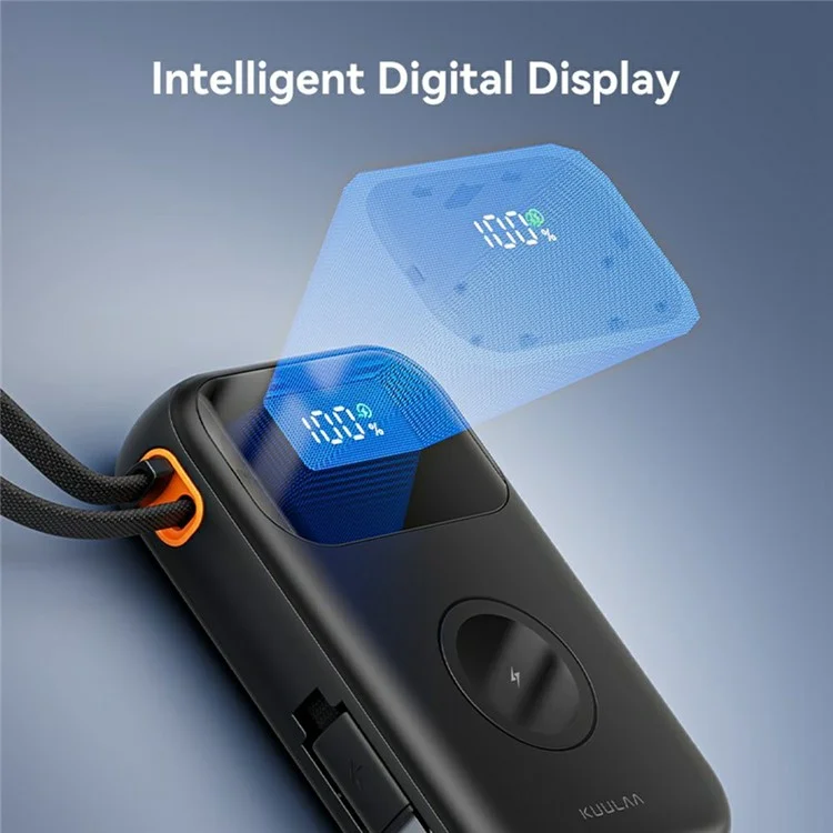 KUULAA KL-YD80 Digital Display Power Bank 10000mAh Phone Charger with 2 Built-In Cables