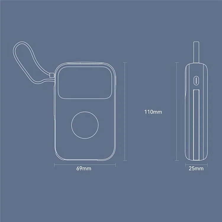 KUULAA KL-YD80 Digital Display Power Bank 10000mAh Phone Charger with 2 Built-In Cables