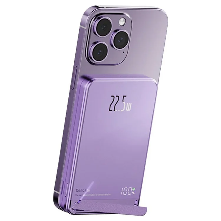 CYKE H1 5000mAh magnetische Powerbank, kabellose tragbare Ladestation mit Ständer - Lila