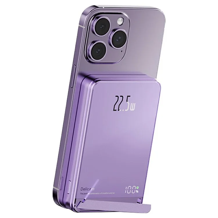 CYKE H1 10 000 mAh Batterie externe magnétique Chargeur portable sans fil avec support - Violet