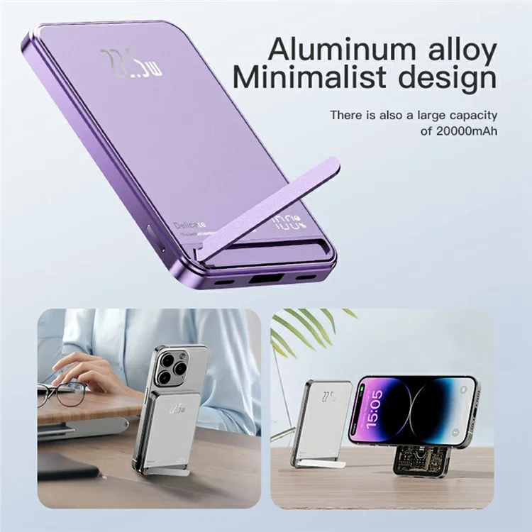 CYKE H1 10 000 mAh Batterie externe magnétique Chargeur portable sans fil avec support - Violet