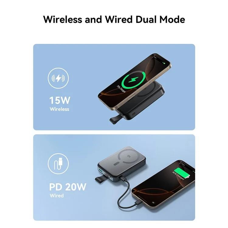JOYROOM JR-PBM11 Qi2 10000mAh 22.5W Carregador Portátil Magnético com Suporte de Carregamento Sem Fio