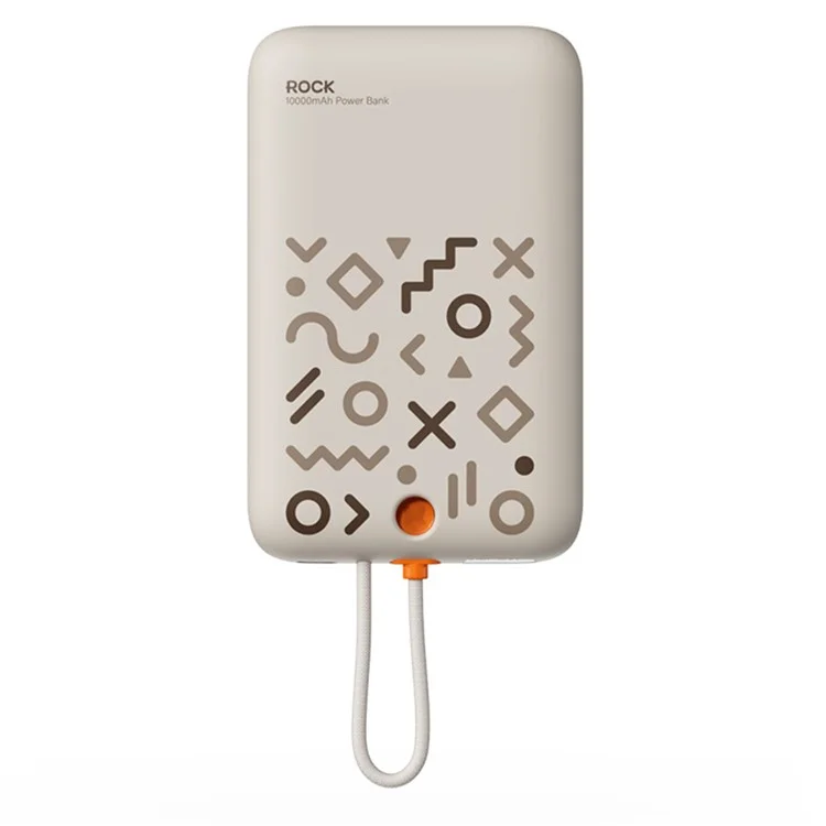 ROCK P28 Powerbank magnetico da 10000mAh con cavo, caricatore portatile per telefono - Beige
