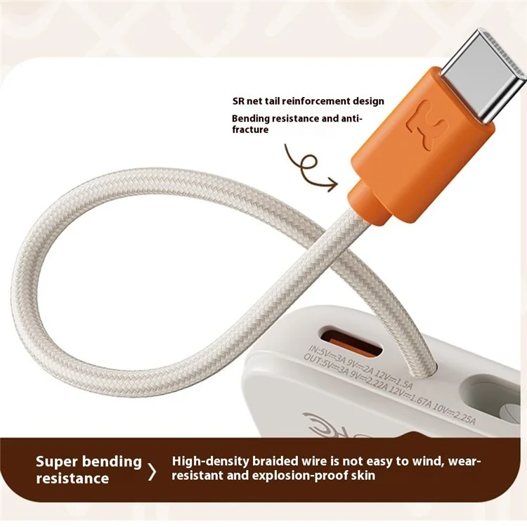ROCK P28 Powerbank magnetico da 10000mAh con cavo, caricatore portatile per telefono - Beige
