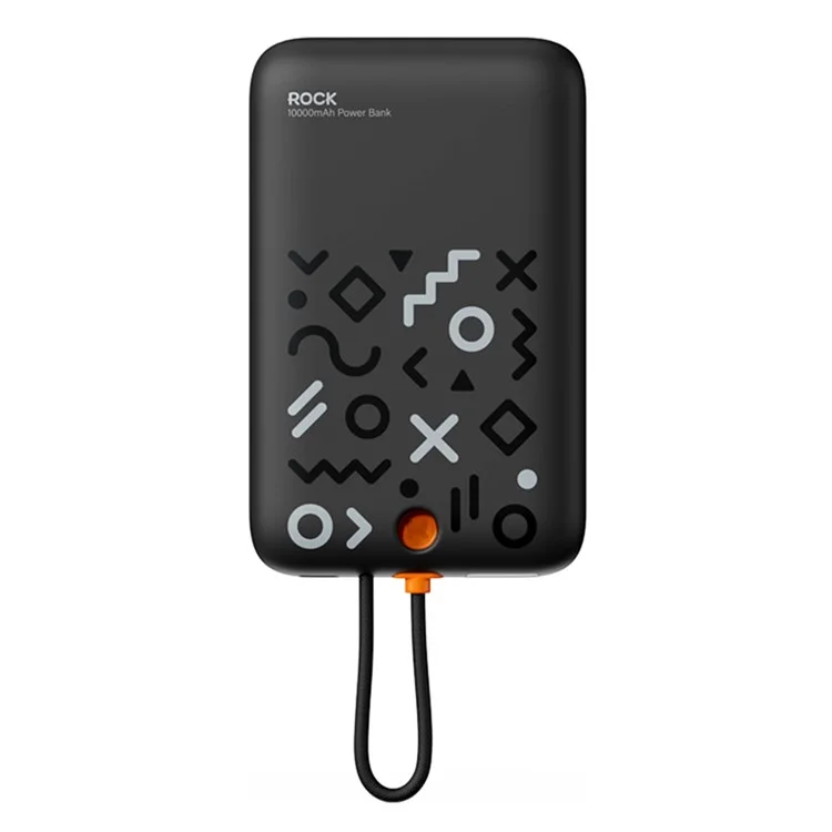 ROCK P28 10000 mAh Magnetic Power Bank with Cable, Portable Phone Charger - Dark Grey