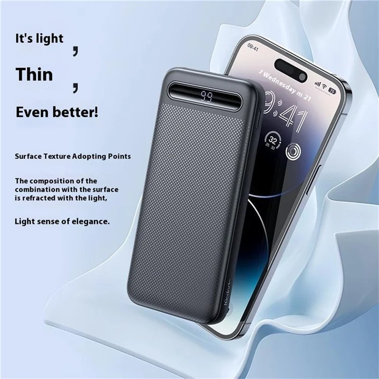 MCDODO MC-4420 10000mAh Mini Power Bank Digital Display External Charger - White