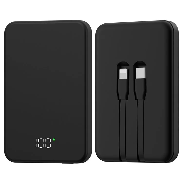 X13 PD 22,5W Schnellladung 10.000 mAh magnetische Powerbank mit Typ-C + iP-Kabeln - Schwarz