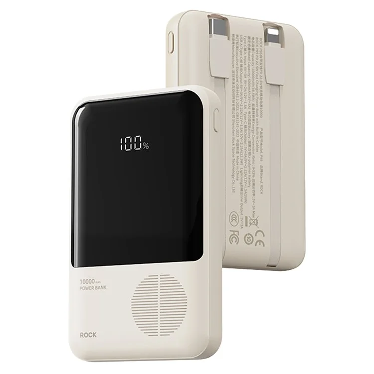 Caricabatterie portatile ROCK P95 10000mAh con cavo doppio integrato, ricarica rapida PD 22.5W