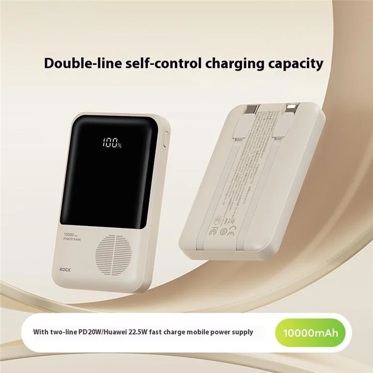 Caricabatterie portatile ROCK P95 10000mAh con cavo doppio integrato, ricarica rapida PD 22.5W