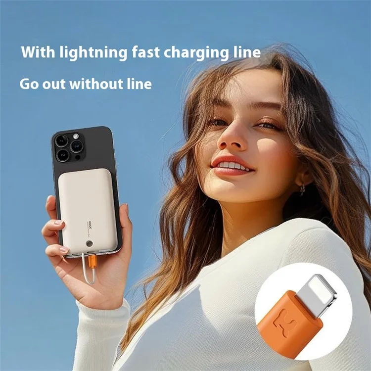 ROCK Magnetic Power Bank PD Fast Charging 10000mAh Portable Phone Charger with iP Cable - Dark Grey