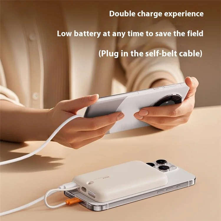ROCK Magnetic Power Bank PD Fast Charging 10000mAh Portable Phone Charger with iP Cable - Dark Grey