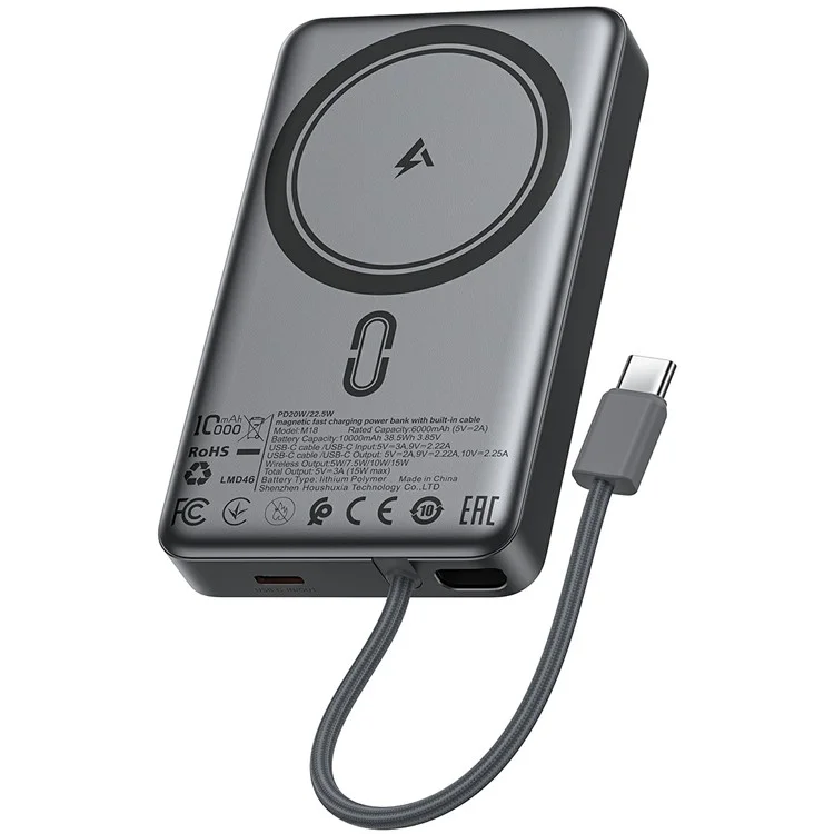 ACEFAST M18-10000 Магнитный Power Bank 10000мАч PD 20Вт / 22.5Вт Fast Charging внешний аккумулятор