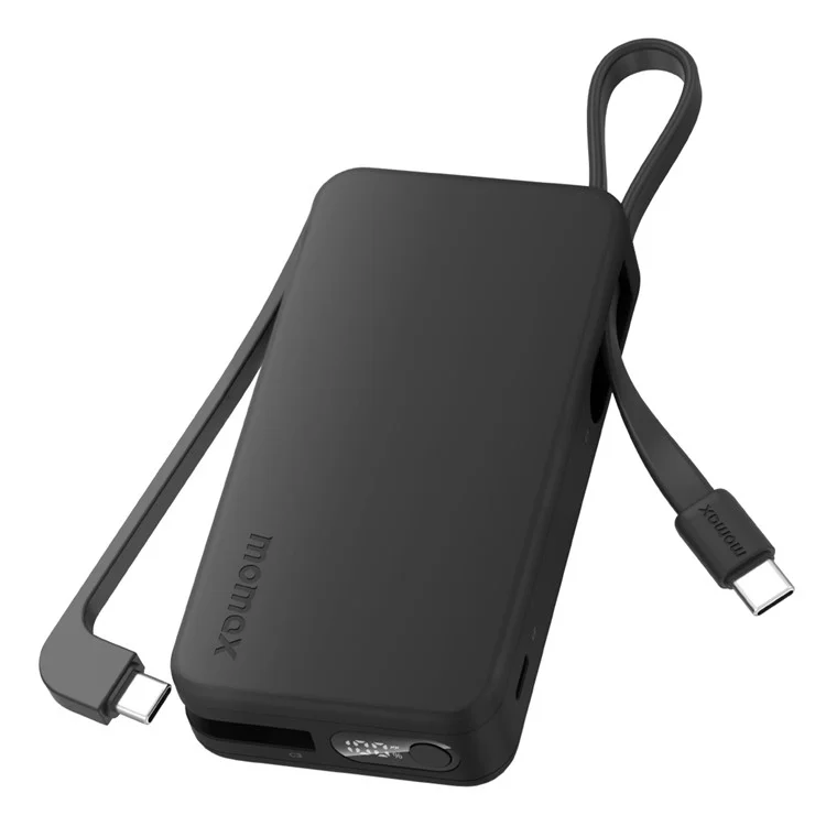 MOMAX 1-Power Vital+ Power Bank 30W 10000mAh Fast Charging External Battery with Dual USB-C Cable - Black