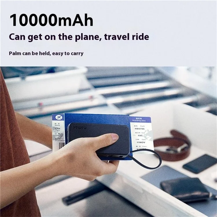 MOMAX 1-Power Vital+ Power Bank 30W 10000mAh Fast Charging External Battery with Dual USB-C Cable - Black