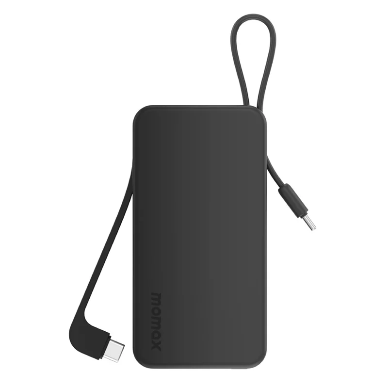 MOMAX 1-Power Vital+ Power Bank 30W 10000mAh Fast Charging External Battery with Dual USB-C Cable - Black