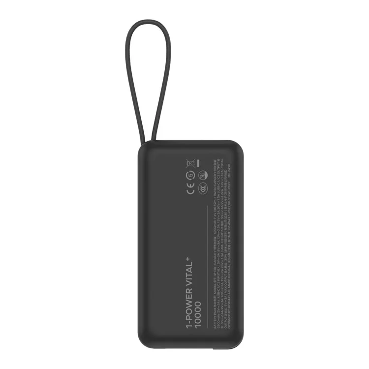 MOMAX 1-Power Vital+ Power Bank 30W 10000mAh Fast Charging External Battery with Dual USB-C Cable - Black