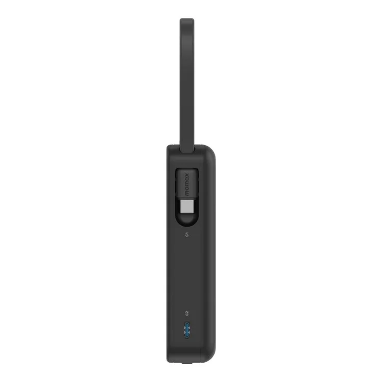 MOMAX 1-Power Vital+ Power Bank 30W 10000mAh Fast Charging External Battery with Dual USB-C Cable - Black