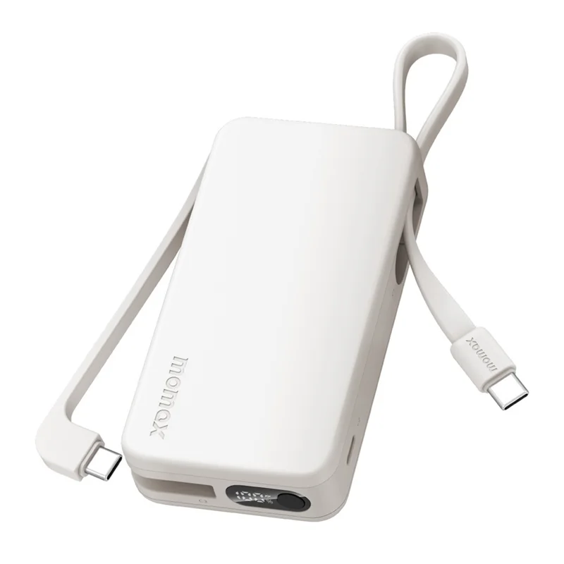 MOMAX 1-Power Vital+ Power Bank 30W 10000mAh Fast Charging External Battery with Dual USB-C Cable - White