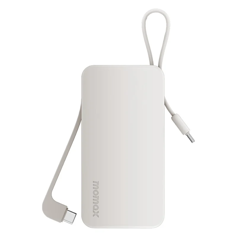 MOMAX 1-Power Vital+ Power Bank 30W 10000mAh Fast Charging External Battery with Dual USB-C Cable - White