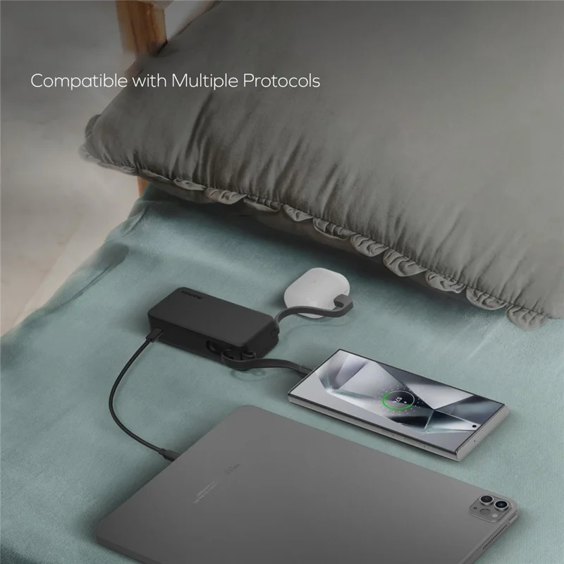 MOMAX 1-Power Vital+ Power Bank 30W 10000mAh Fast Charging External Battery with Dual USB-C Cable - White