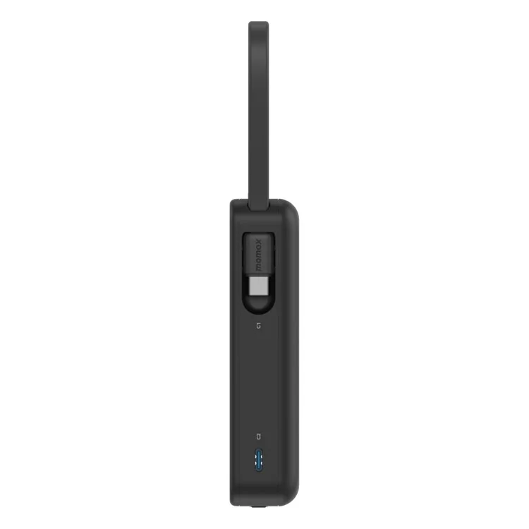 MOMAX 1-PowerVital+ Dual Cable Fast Charging Power Bank MFI Certified 30W 10000mAh Portable Phone Charger - Black