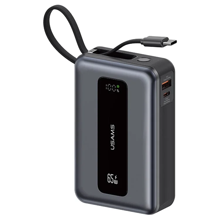USAMS CD243 65W Power Bank Fast Charging 20000mAh 3 Port LED Display Portable Charger with Type-C Cable