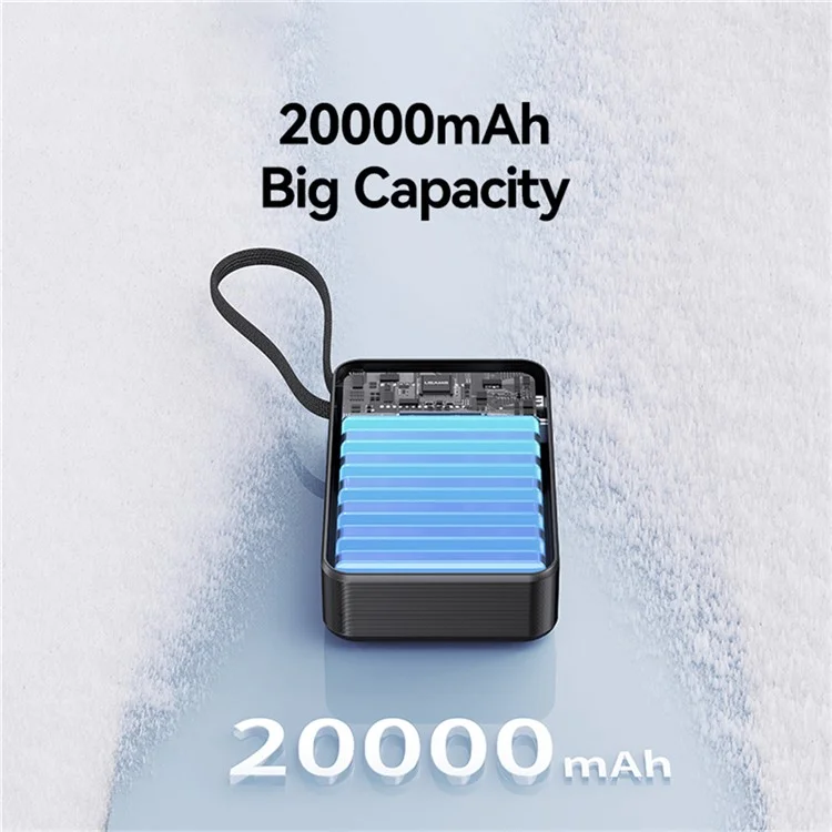 USAMS CD243 65W Power Bank Fast Charging 20000mAh 3 Port LED Display Portable Charger with Type-C Cable