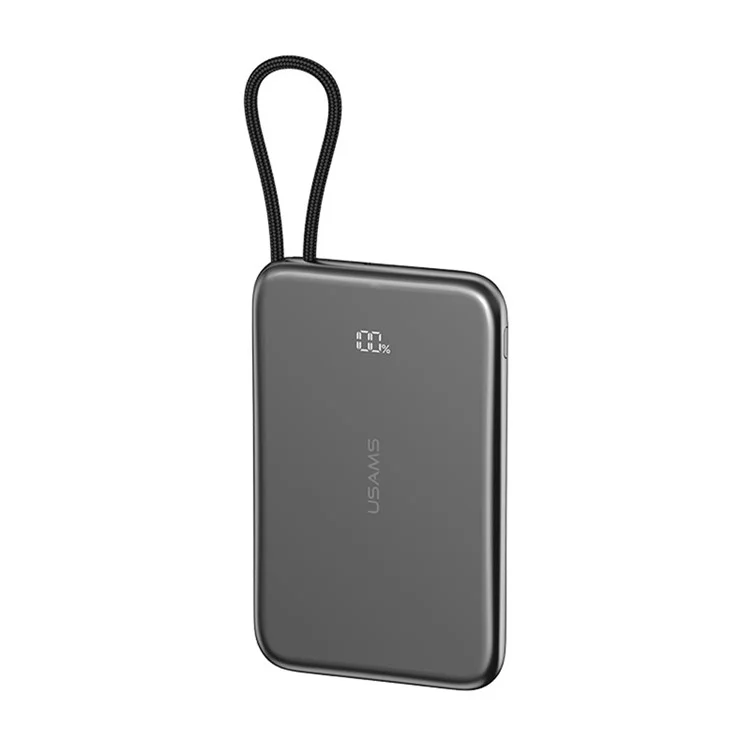 USAMS CD227 20W Ultra-Dünne Magnetische Powerbank 5000mAh mit Digitaler Anzeige Ladegerät mit Type-C Kabel - Mattiert
