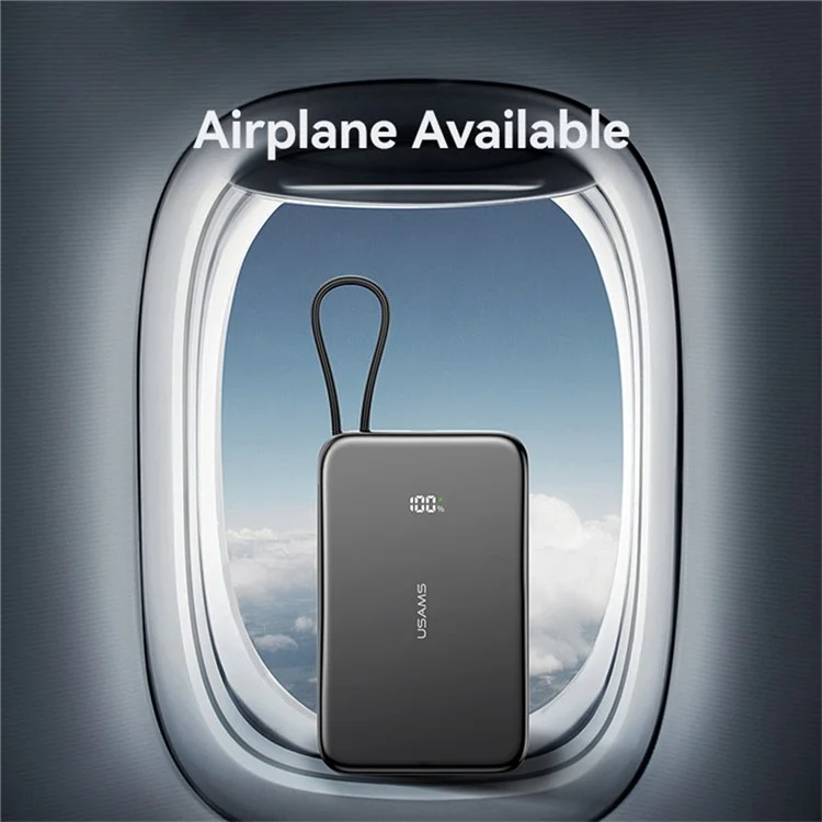 USAMS CD227 20W Ultra-Dünne Magnetische Powerbank 5000mAh mit Digitaler Anzeige Ladegerät mit Type-C Kabel - Mattiert