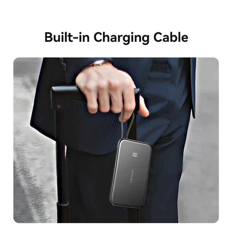 USAMS CD227 20W Ultra-Dünne Magnetische Powerbank 5000mAh mit Digitaler Anzeige Ladegerät mit Type-C Kabel - Mattiert