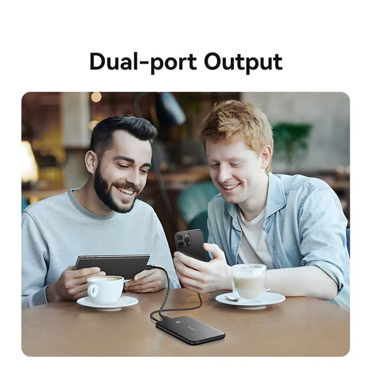 USAMS CD227 20W Ultra-Dünne Magnetische Powerbank 5000mAh mit Digitaler Anzeige Ladegerät mit Type-C Kabel - Mattiert